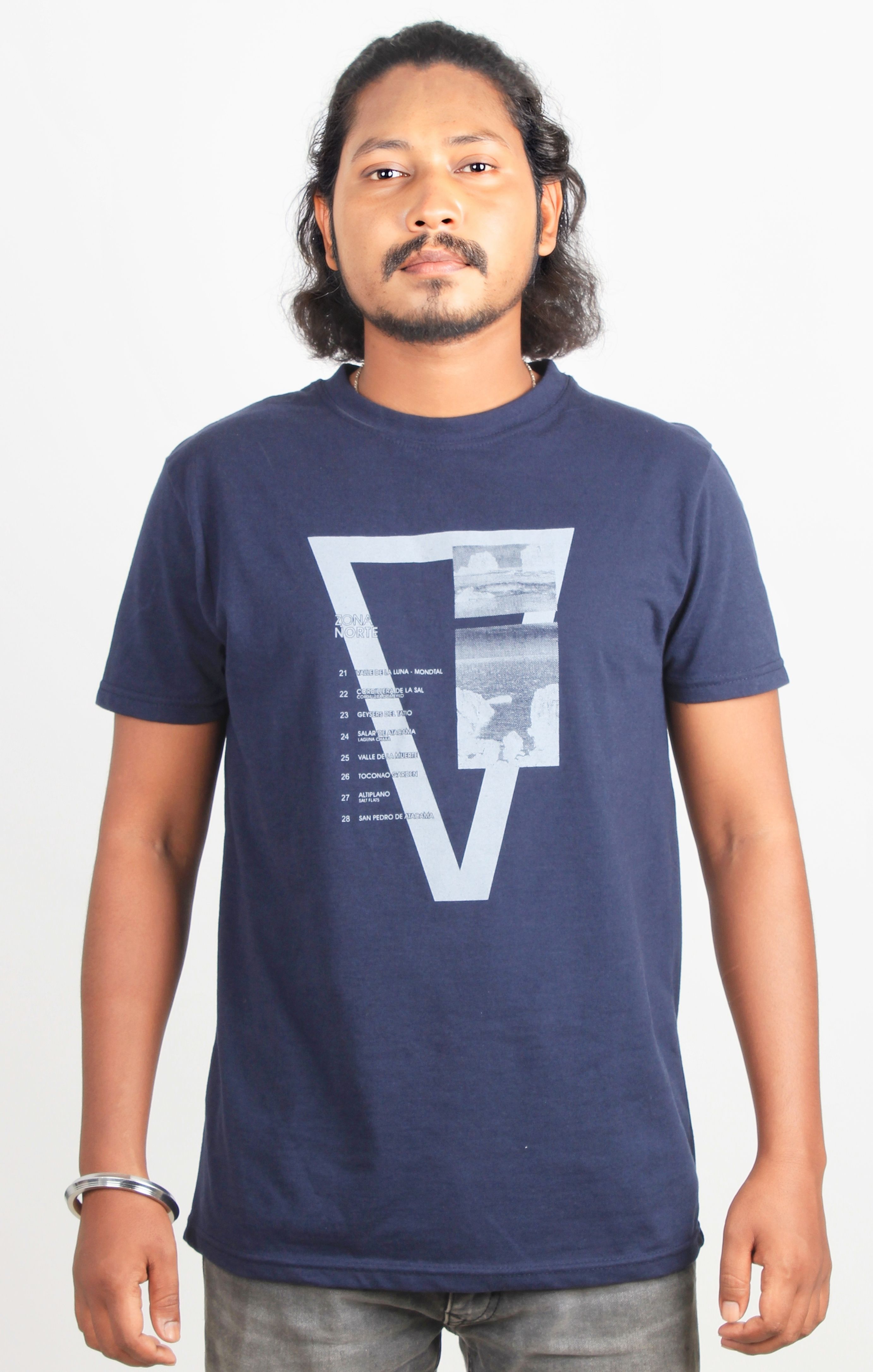 Men Solid Round Neck Linen Blend Blue T-Shirt-image-8