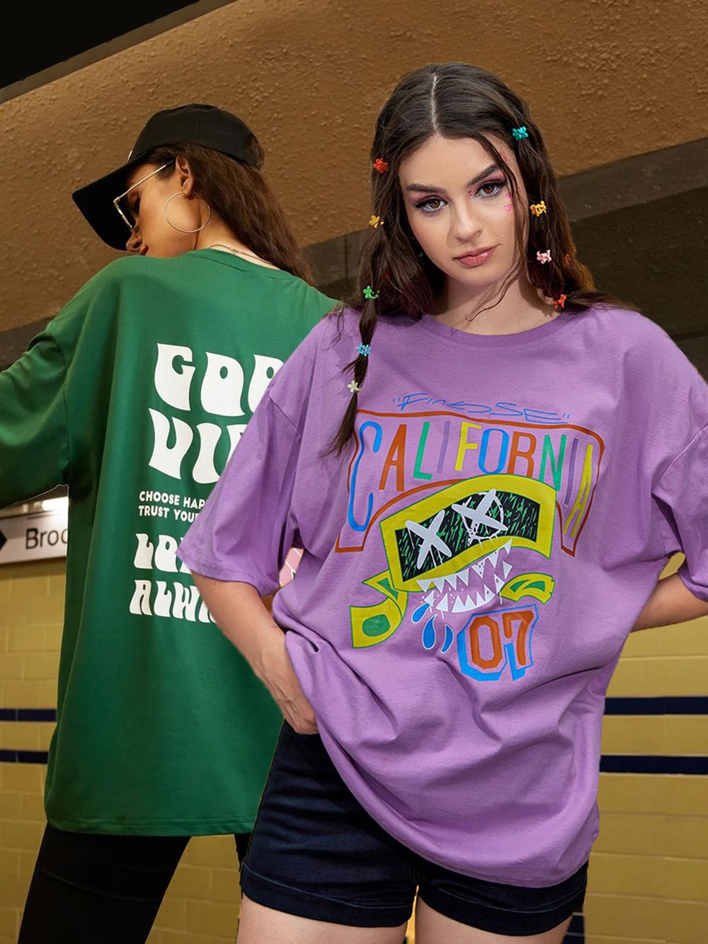 Pack of 2 Women Printed Round Neck Pure Cotton Multicolor T-Shirt-image-14