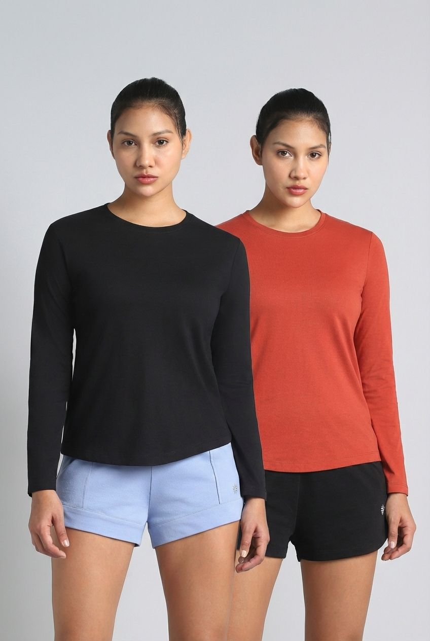 cult Pack of 2 Women Solid Round Neck Pure Cotton Multicolor T-Shirt-picture-30