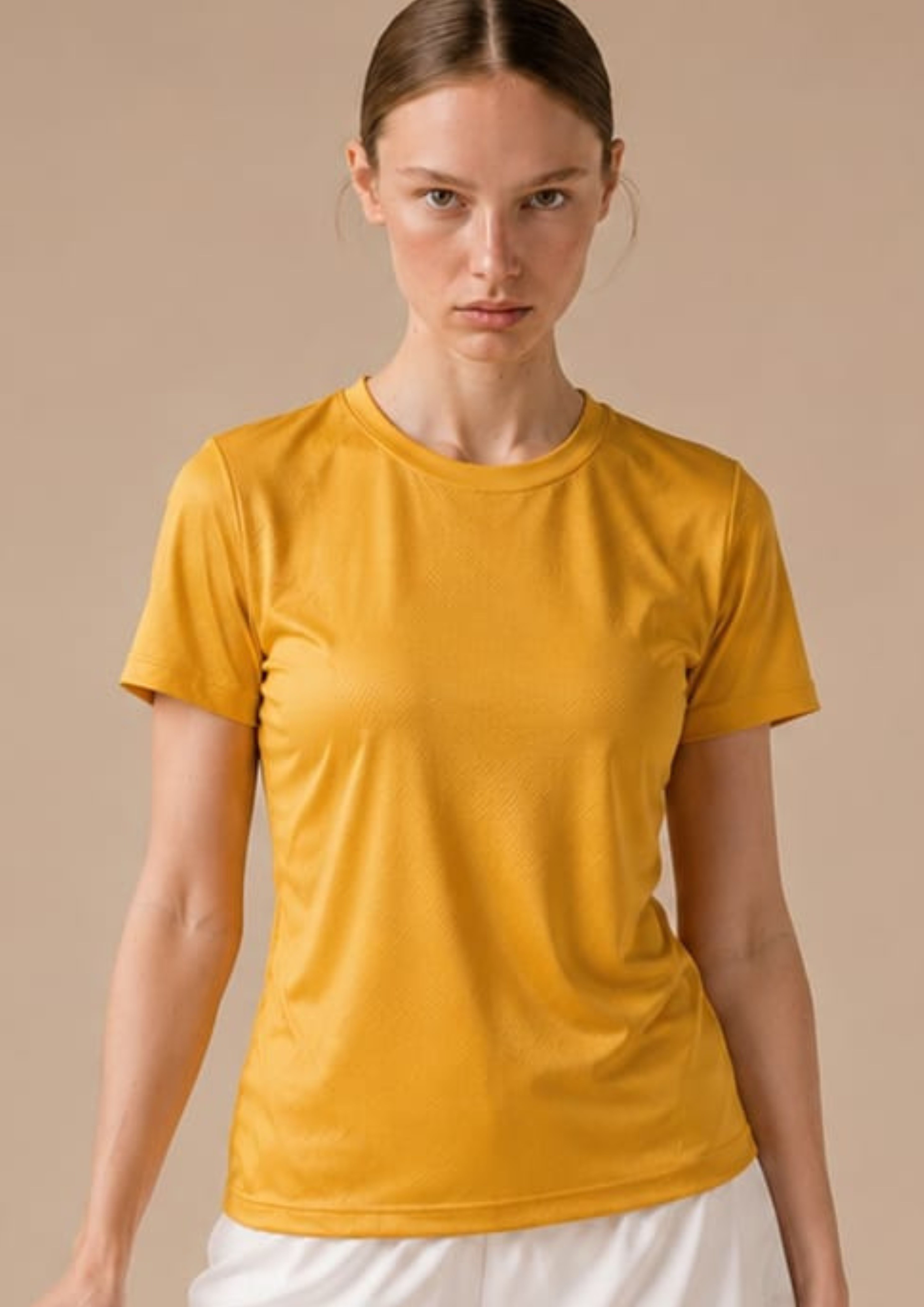 carlo magno Women Solid Round Neck Polyester Yellow T-Shirt-picture-24