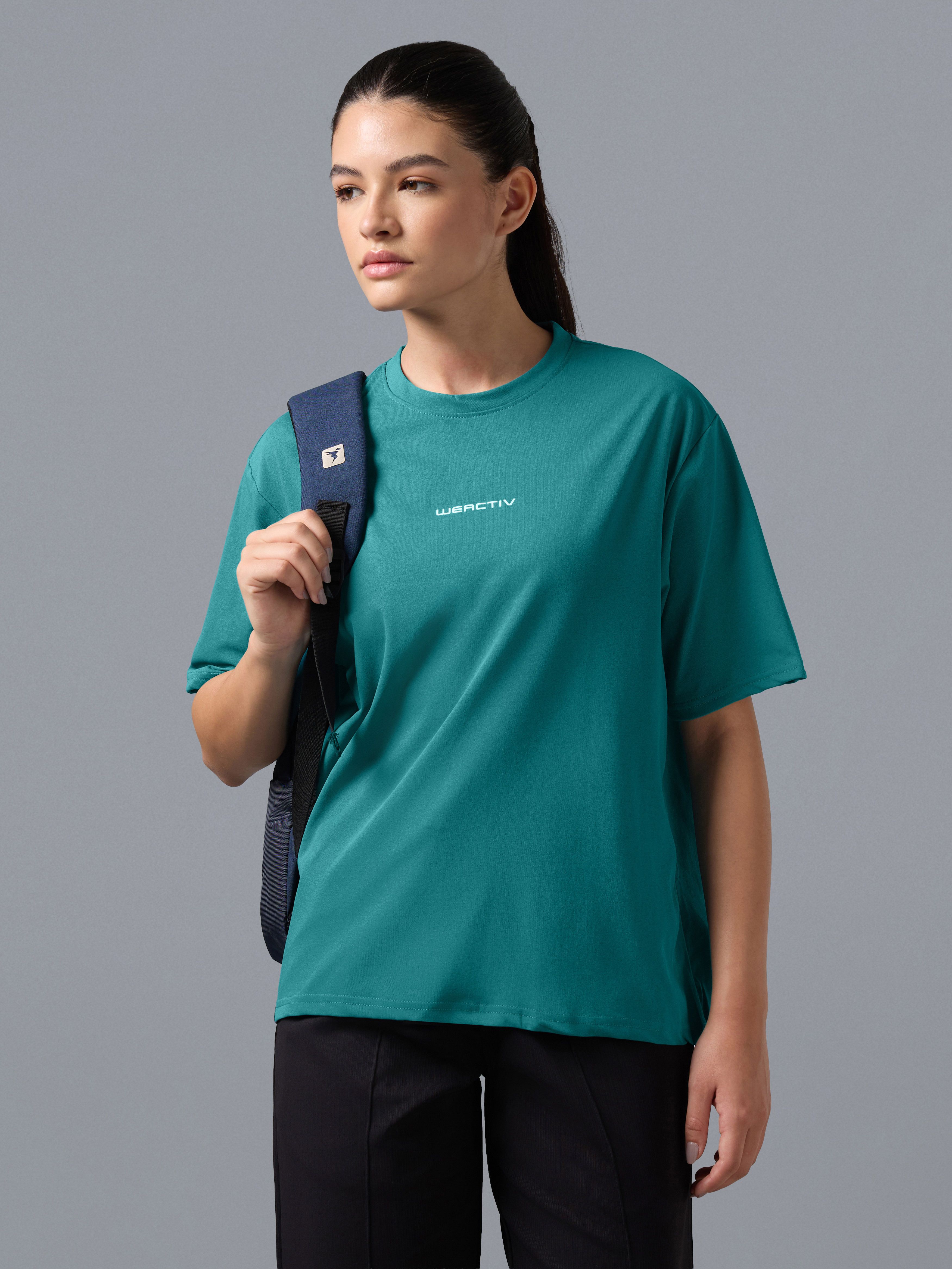 technosport Women Printed Round Neck Polyester Green T-Shirt-picture-16