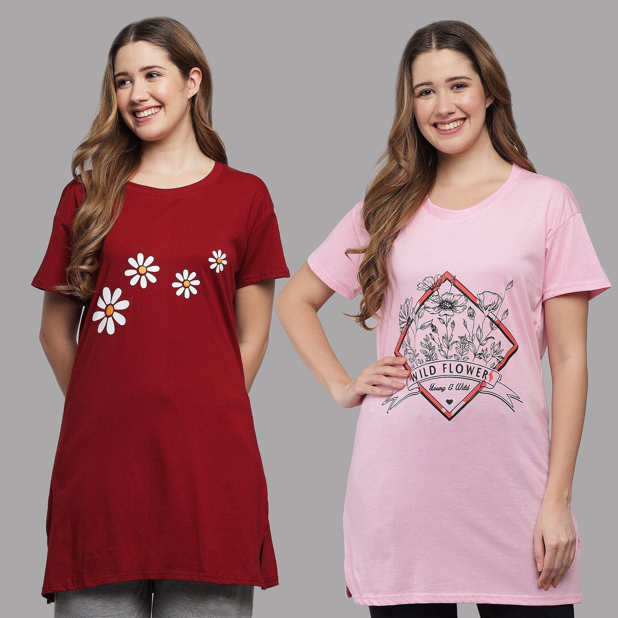 matisse Pack of 2 Women Printed Round Neck Pure Cotton Multicolor T-Shirt-picture-16