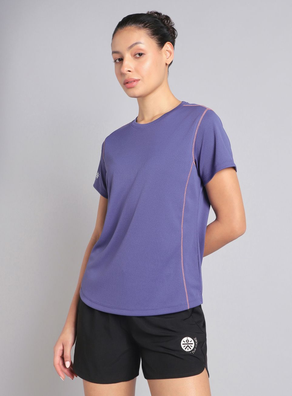 cult Women Solid Round Neck Polyester Purple T-Shirt-picture-42