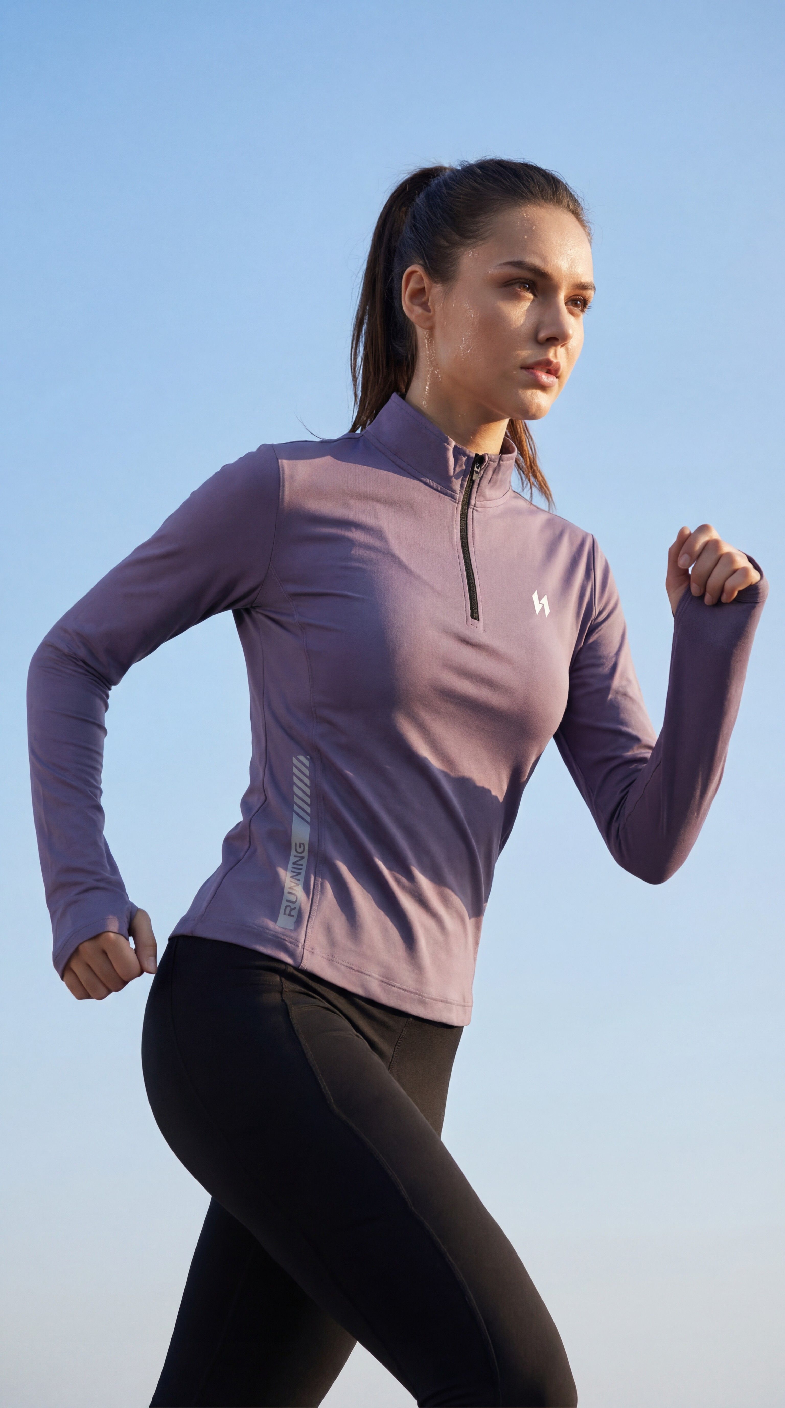 Women Solid High Neck Polyester Purple T-Shirt-image-44