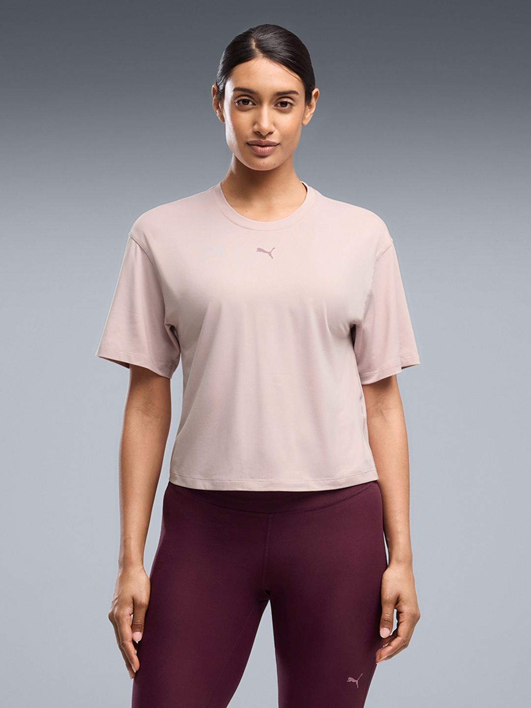 puma Women Solid Crew Neck Polyester Pink T-Shirt-picture-13
