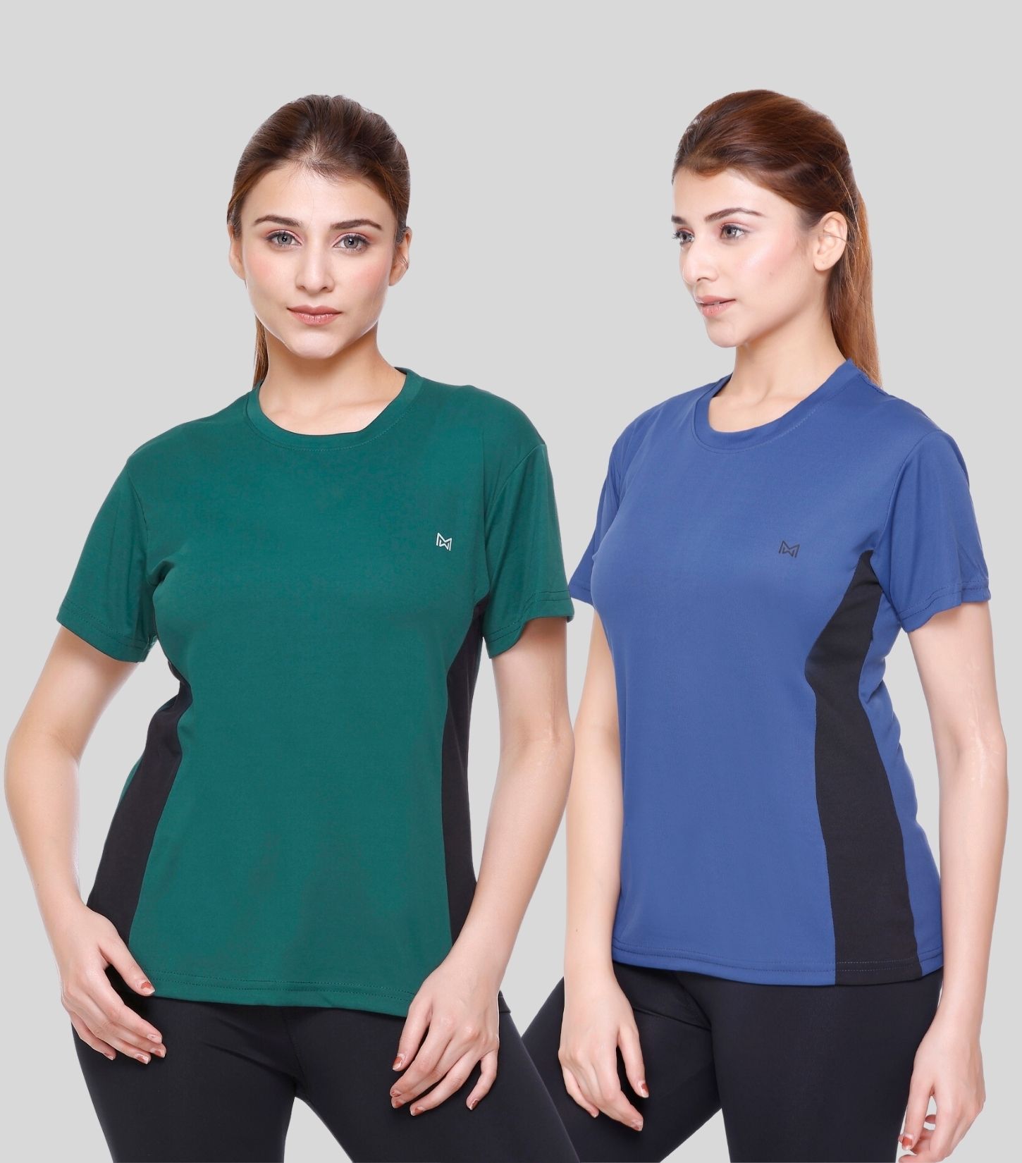 white moon Pack of 2 Women Colorblock Round Neck Polyester Multicolor T-Shirt-picture-19