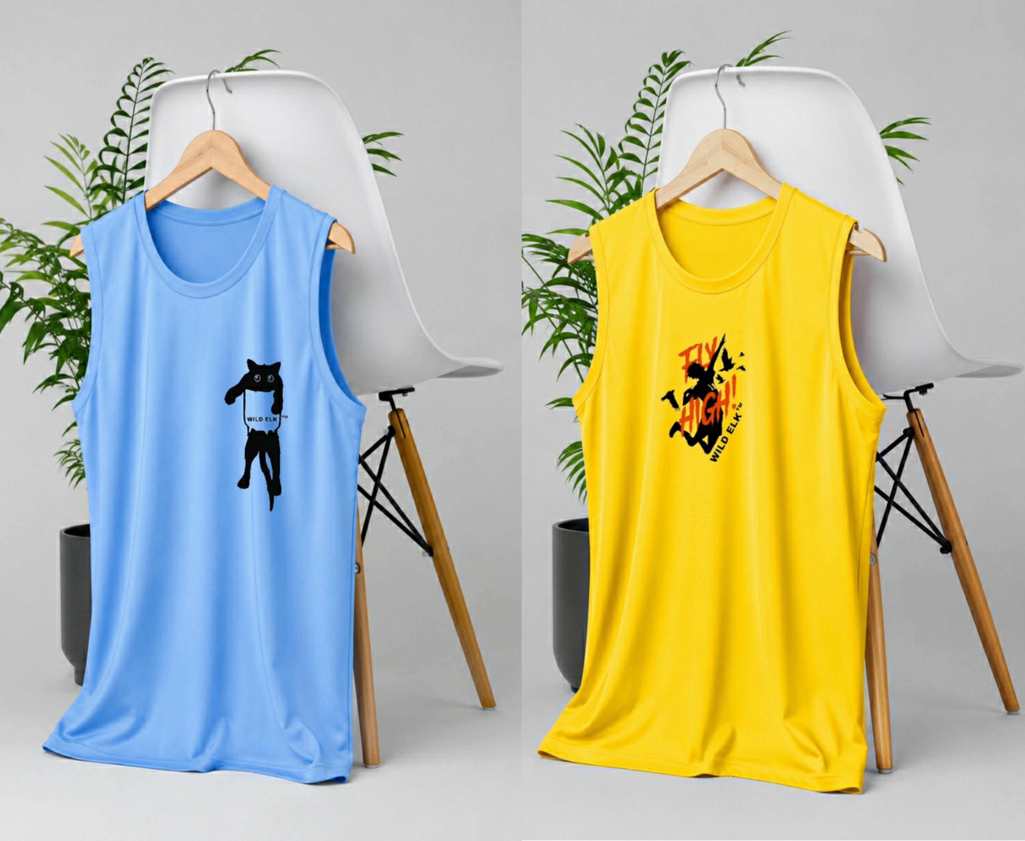 Pack of 2 Men Graphic Print, Typography, Cartoon, Solid, Printed Round Neck Polyester Light Blue, Yellow T-Shirt-image-19