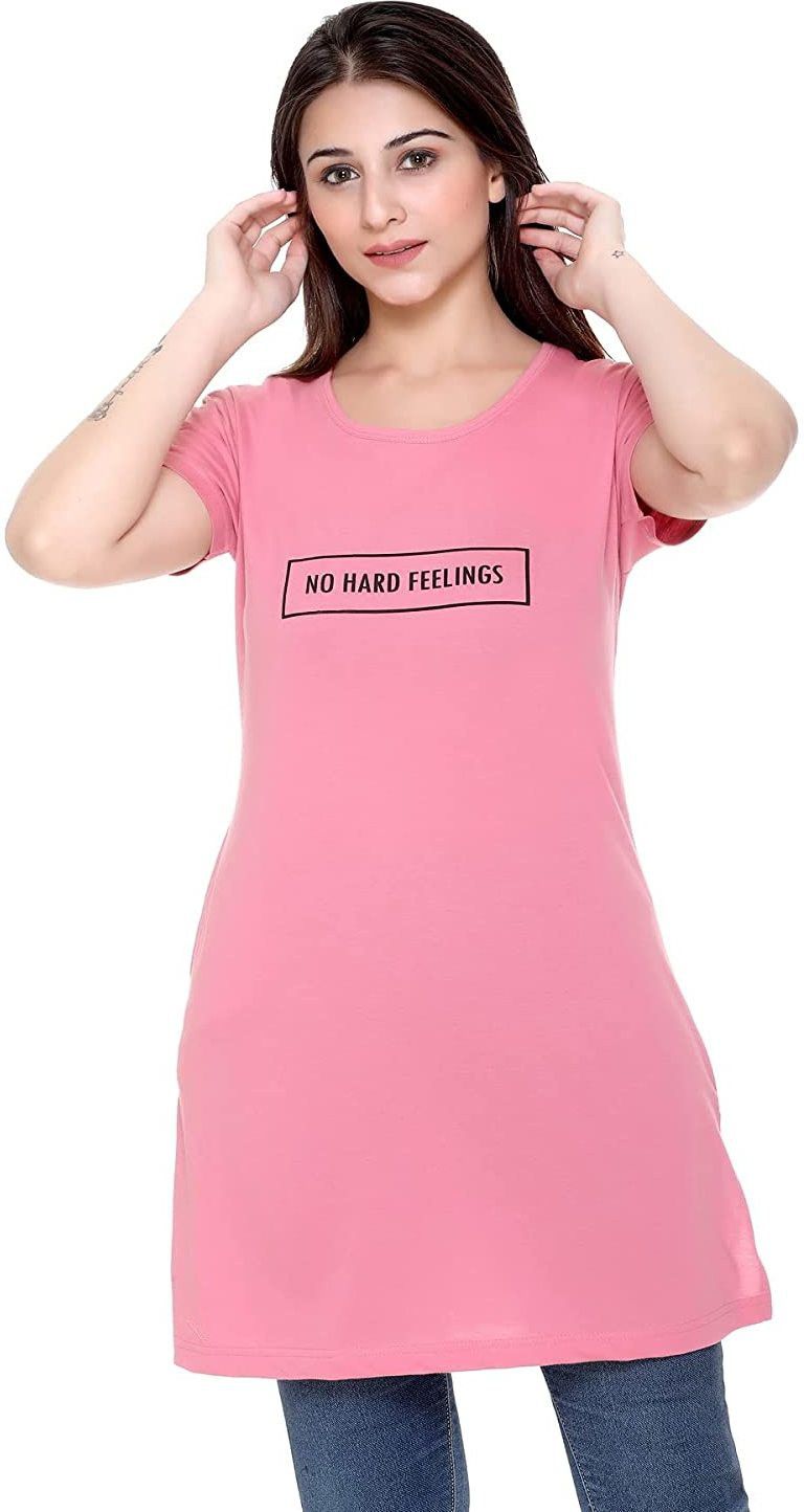 plush Women Graphic Print Round Neck Cotton Blend Pink T-Shirt-picture-23