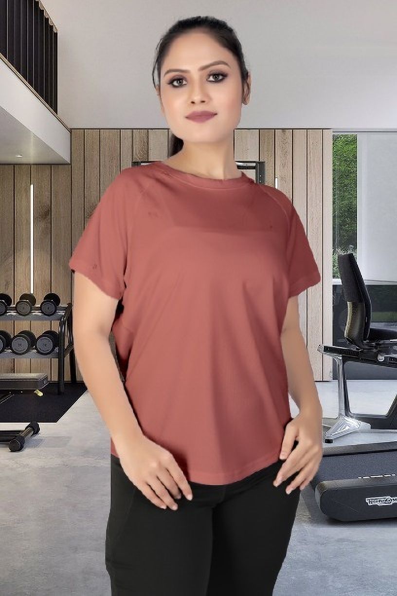 myo2 Women Solid Round Neck Reversible Polyester Pink T-Shirt-picture-27