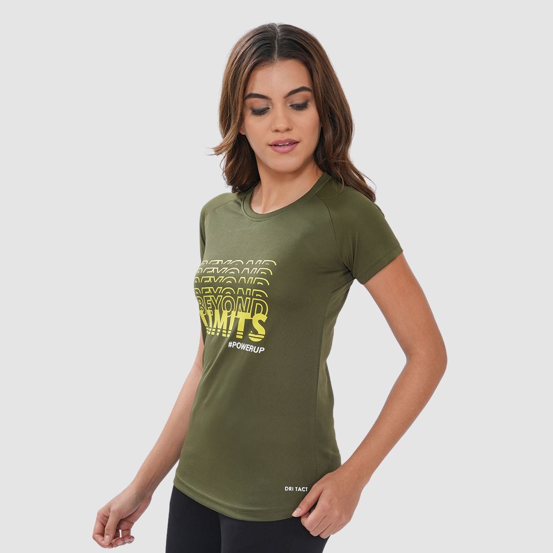 bonjour Women Printed Round Neck Cotton Blend Green T-Shirt-picture-17