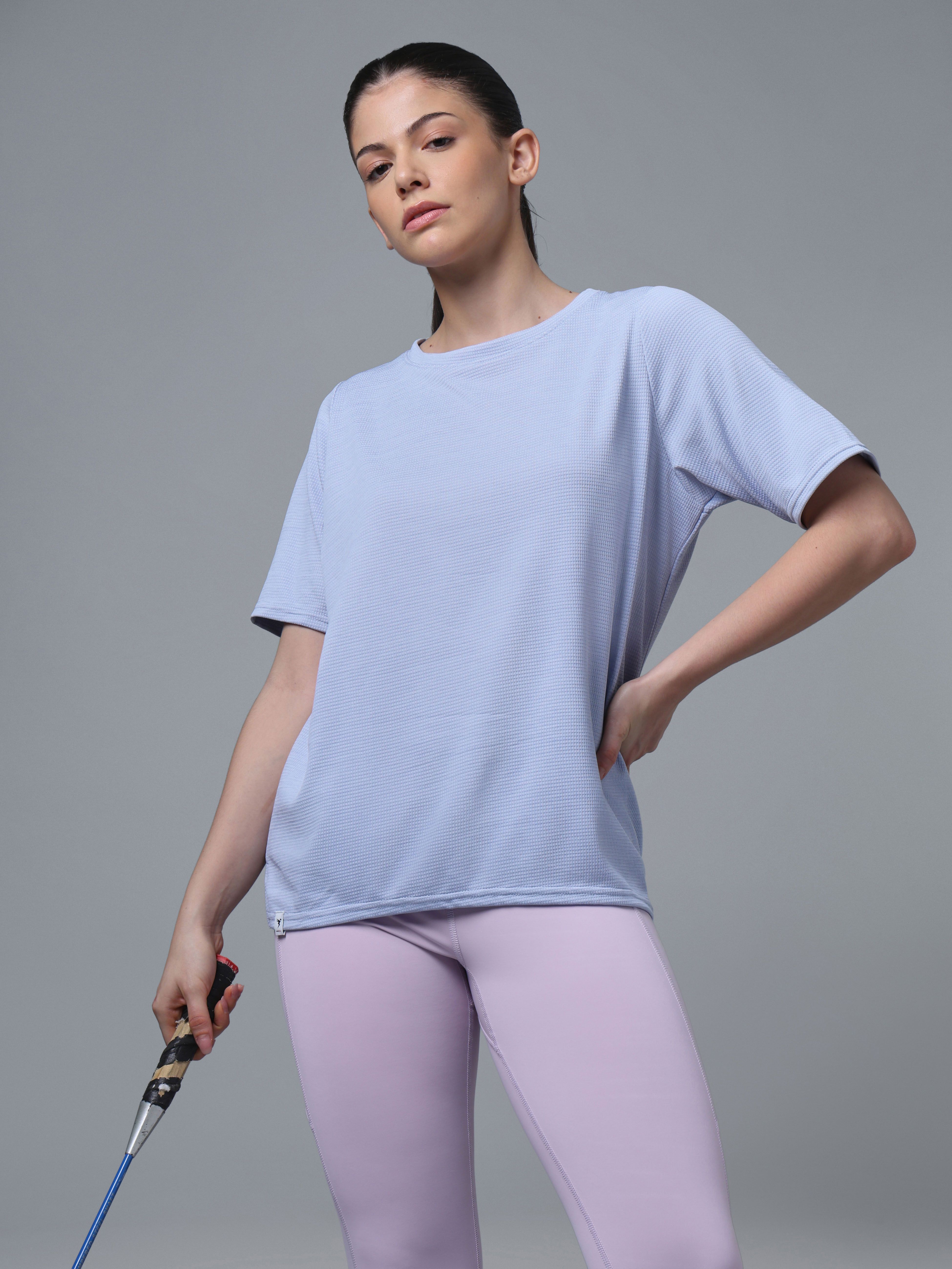 Women Self Design Round Neck Polyester Purple T-Shirt-image-28