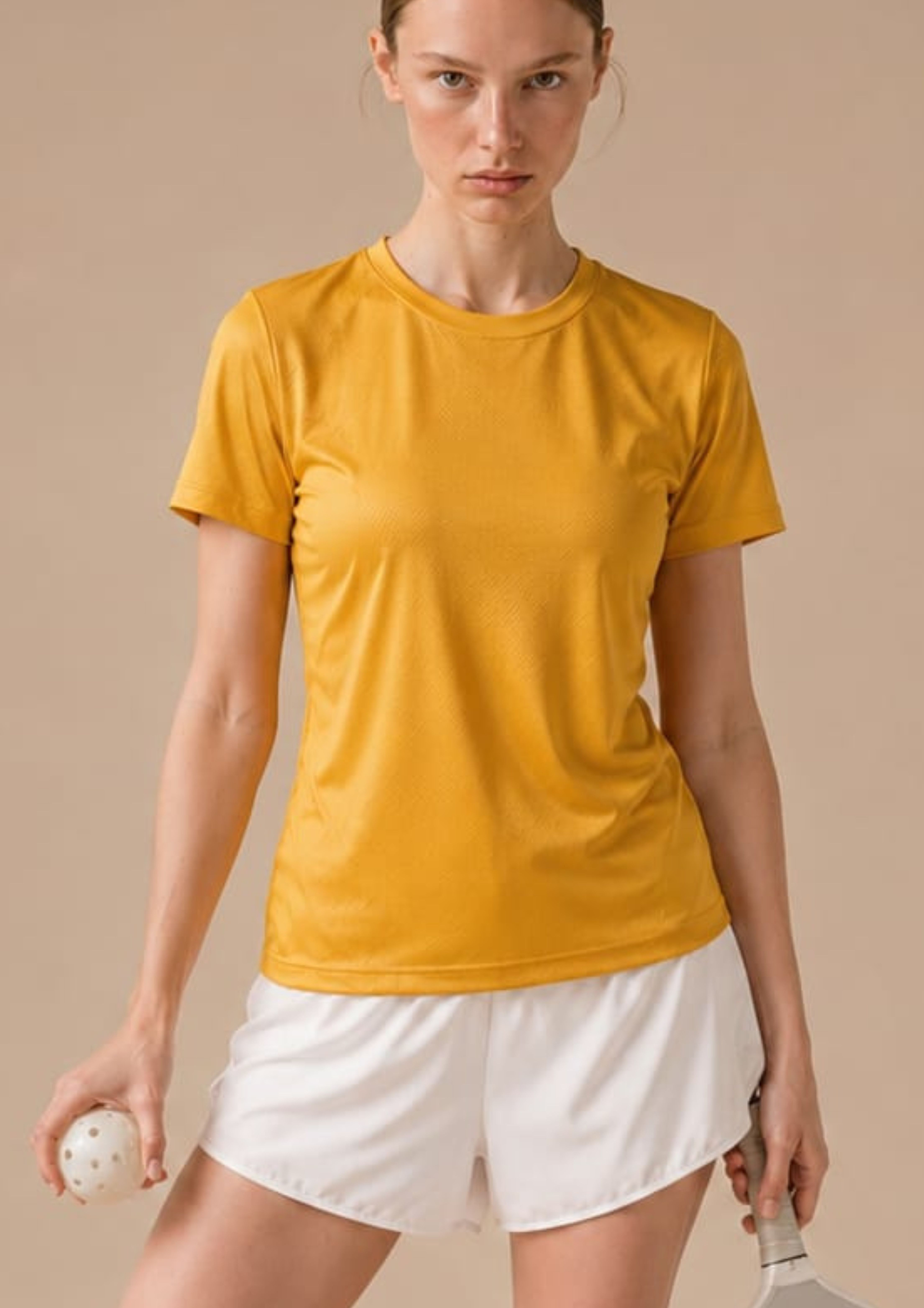 carlo magno Women Solid Round Neck Polyester Yellow T-Shirt-picture-38