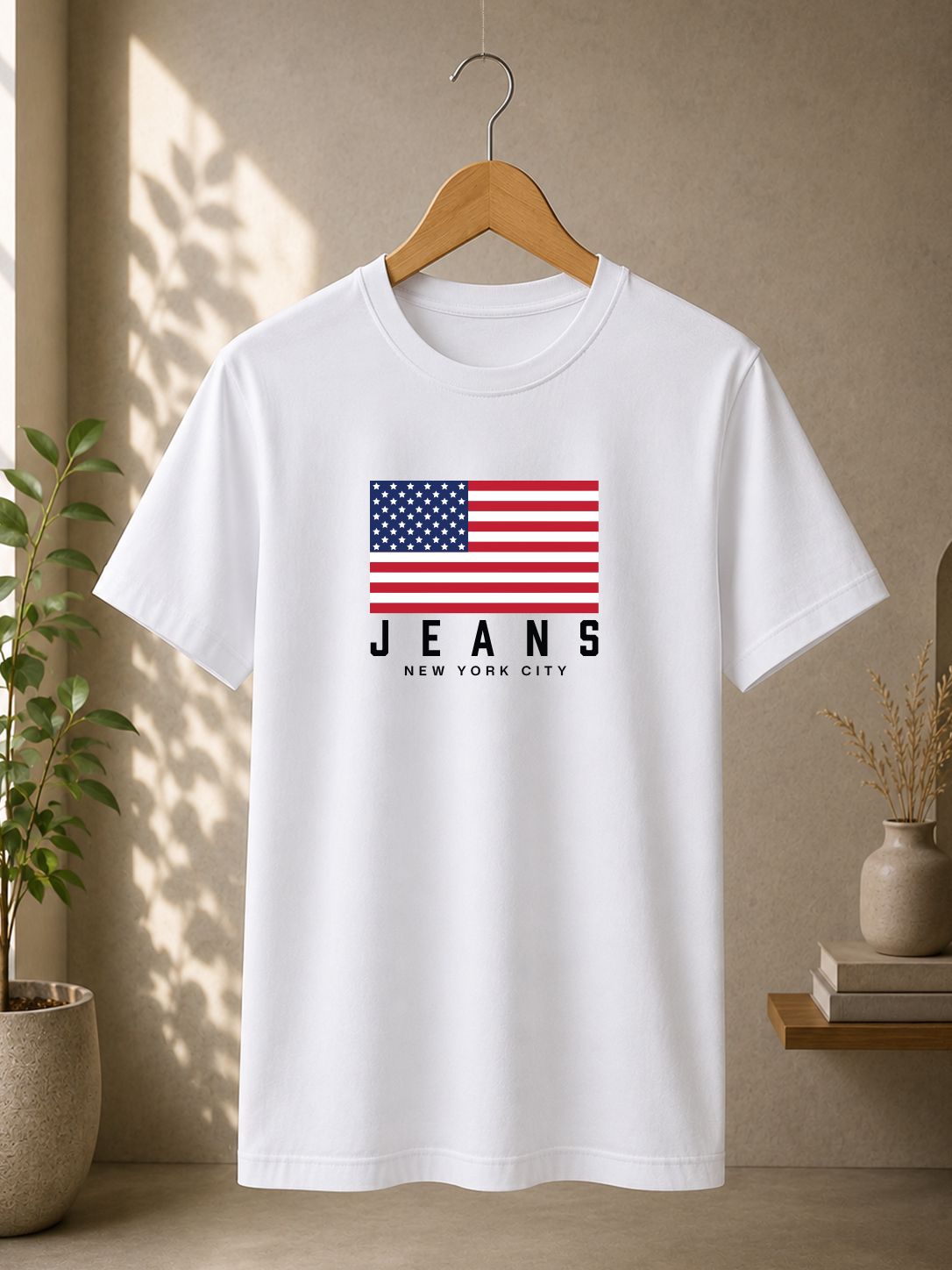 Men Graphic Print Round Neck Cotton Blend White T-Shirt-image-6