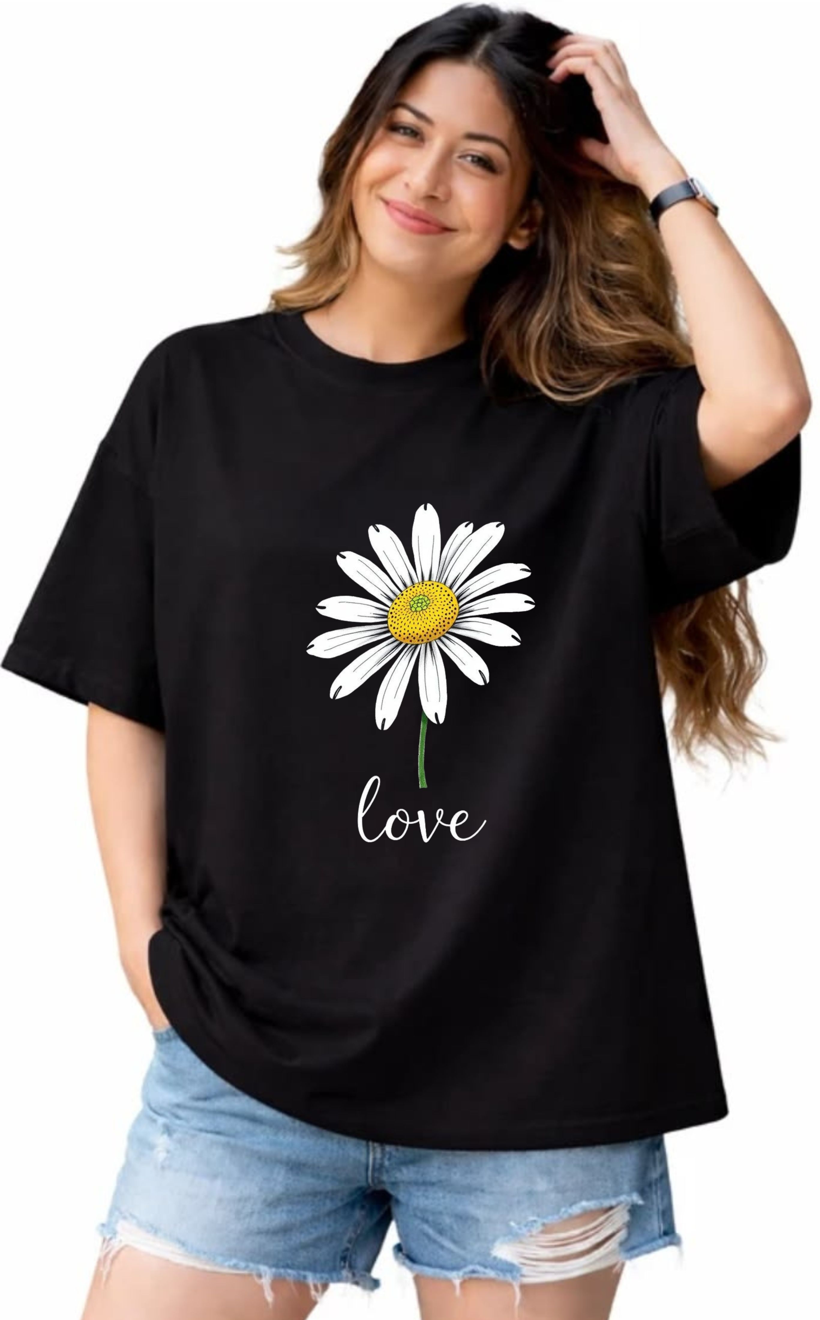 Women Graphic Print Round Neck Reversible Organic Cotton Black T-Shirt-image-40
