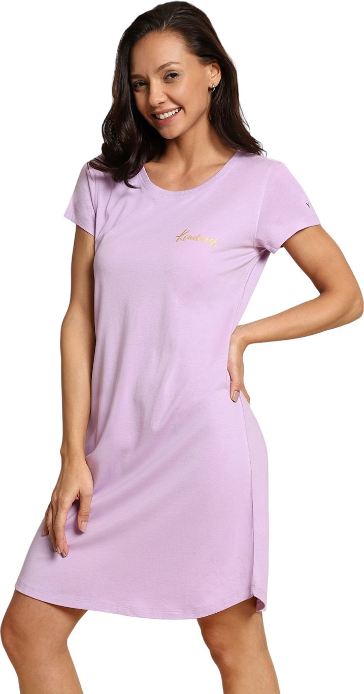 van heusen Women Printed Round Neck Modal Pink T-Shirt-picture-11
