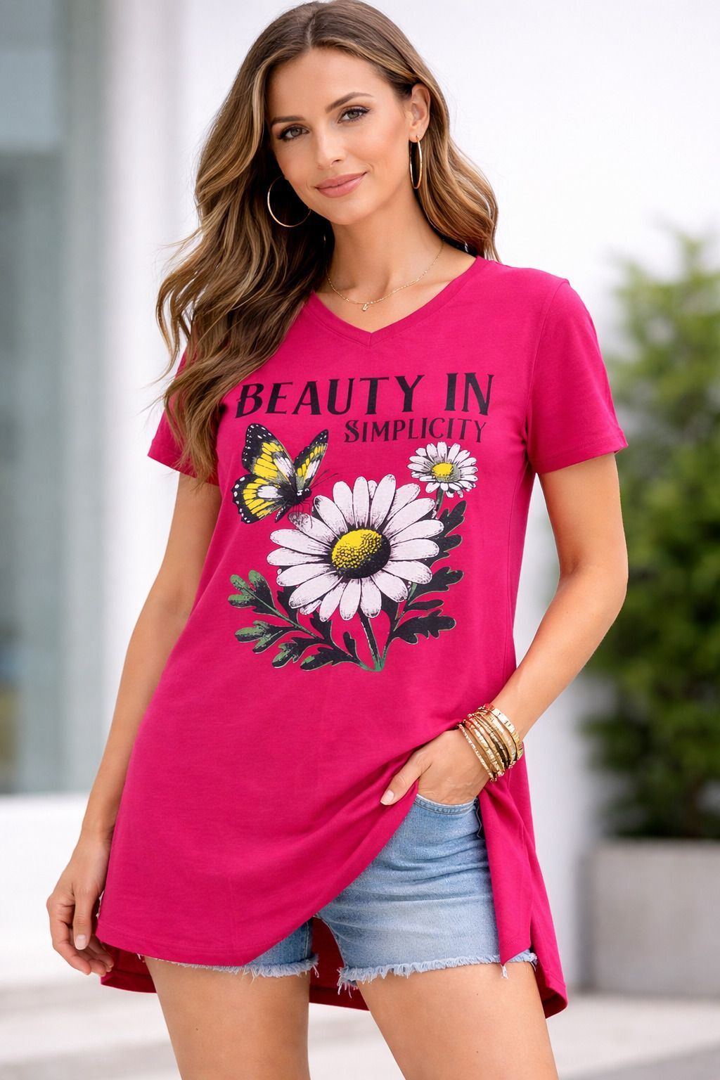 Women Typography, Graphic Print Round Neck Cotton Blend Pink T-Shirt-image-48