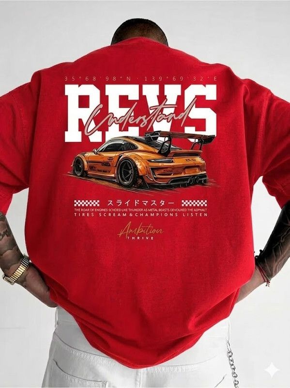 Men Printed Round Neck Cotton Blend Red T-Shirt-image-47