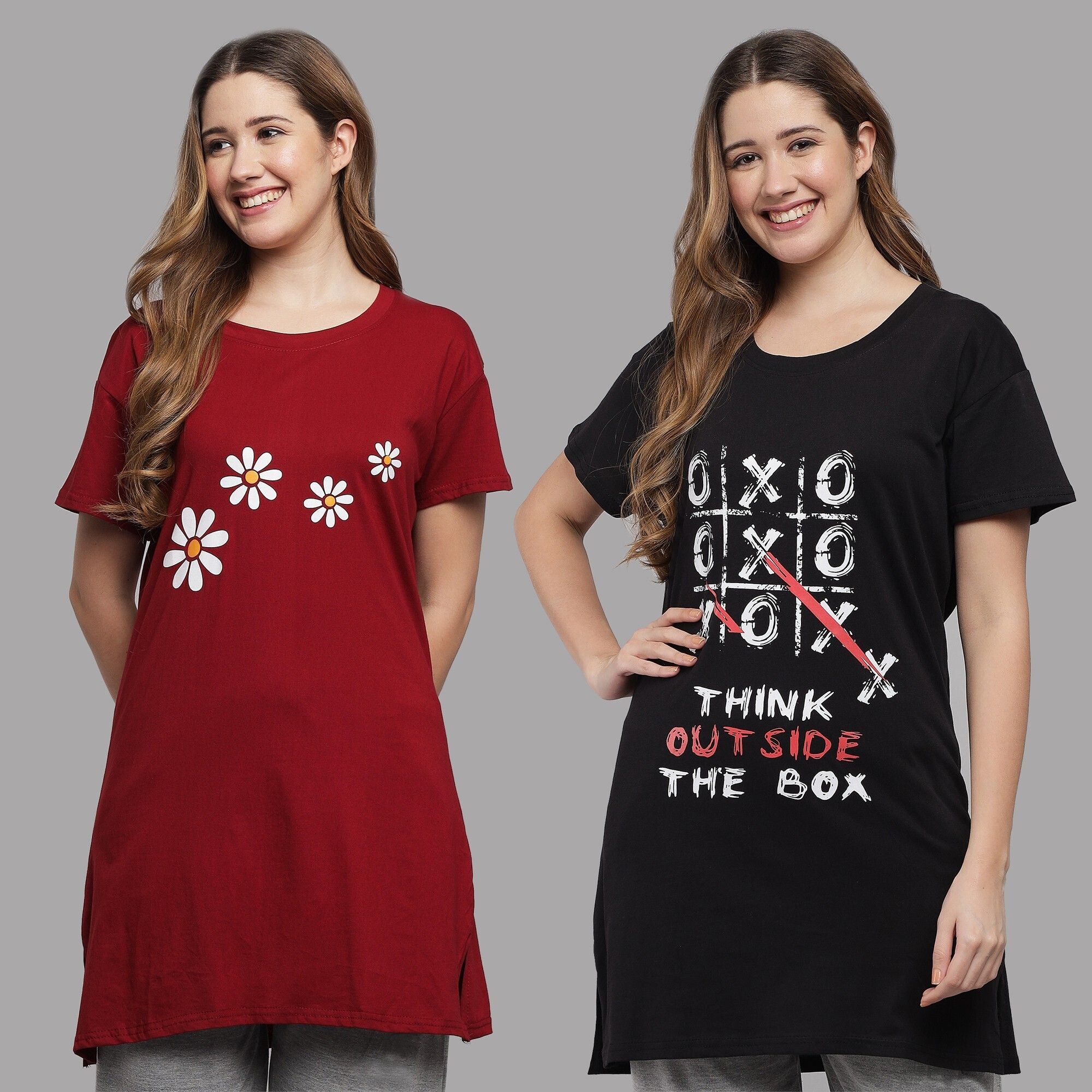 matisse Pack of 2 Women Printed Round Neck Pure Cotton Multicolor T-Shirt-picture-11