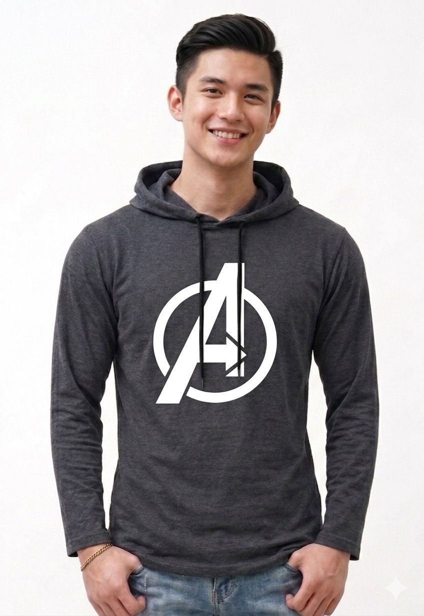 Men Printed Hooded Neck Cotton Blend Grey T-Shirt-image-44