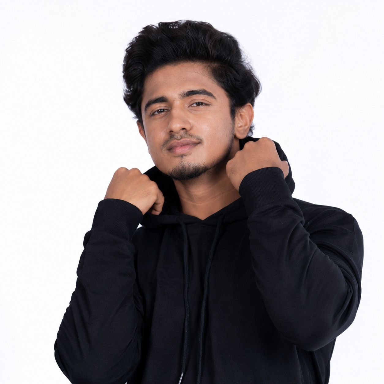 texvelo Men Solid Hooded Neck Black Sweater-picture-39