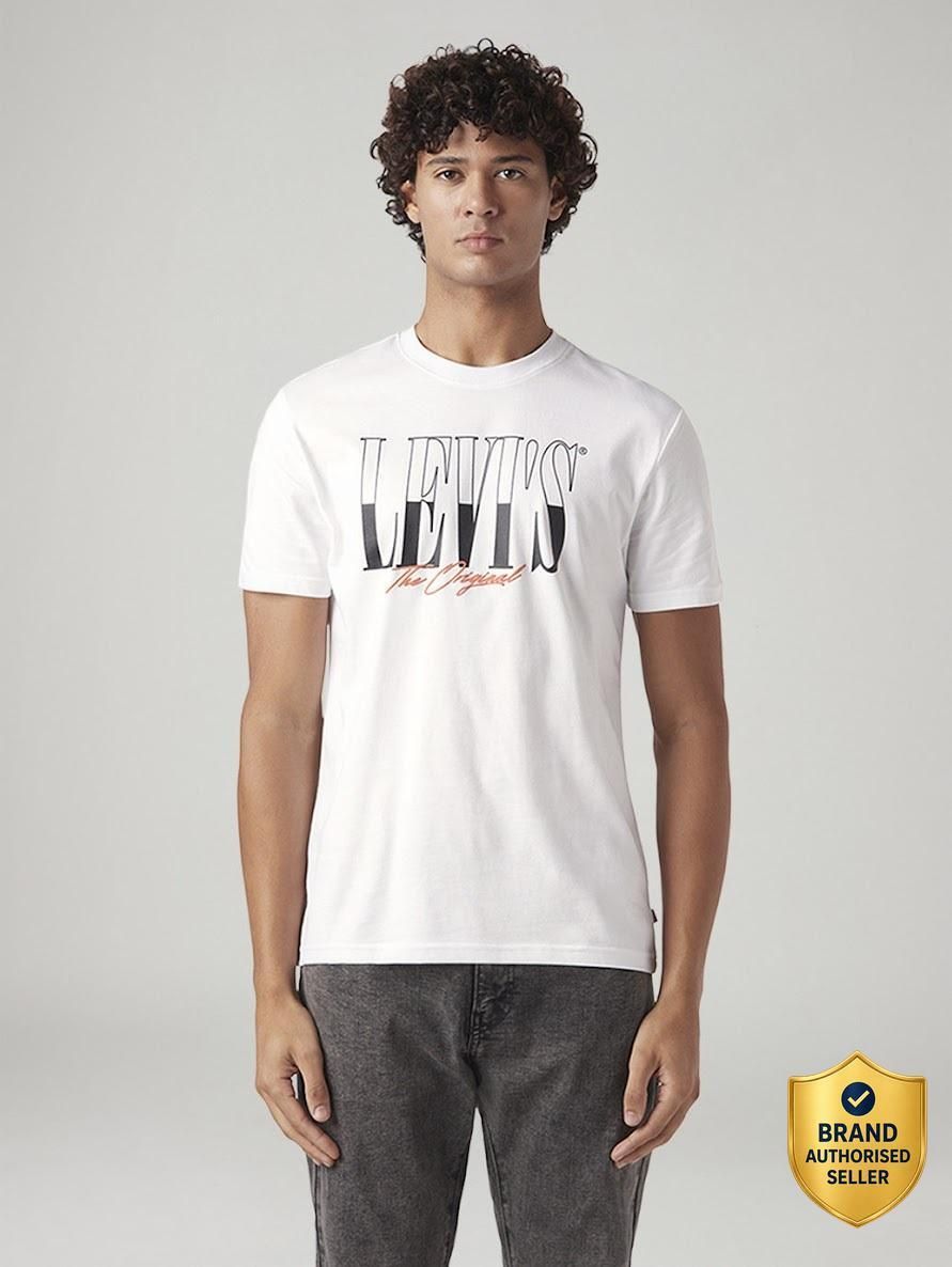 levi's Men Printed Round Neck Pure Cotton White T-Shirt-picture-26