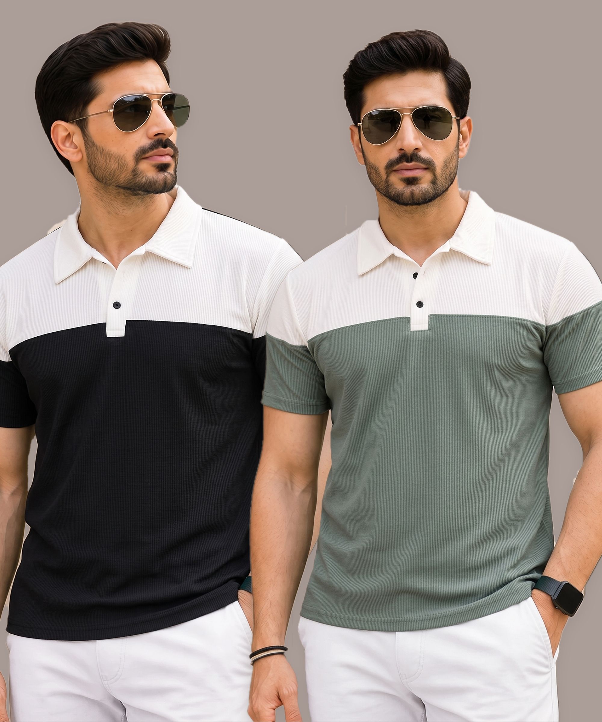 christy world Pack of 2 Men Solid Polo Neck Polycotton Multicolor T-Shirt-picture-19