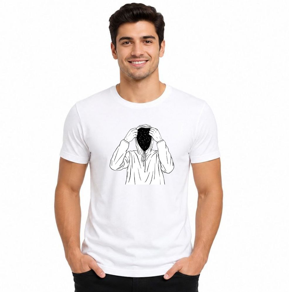 Men Graphic Print Round Neck Polyester White T-Shirt-image-20