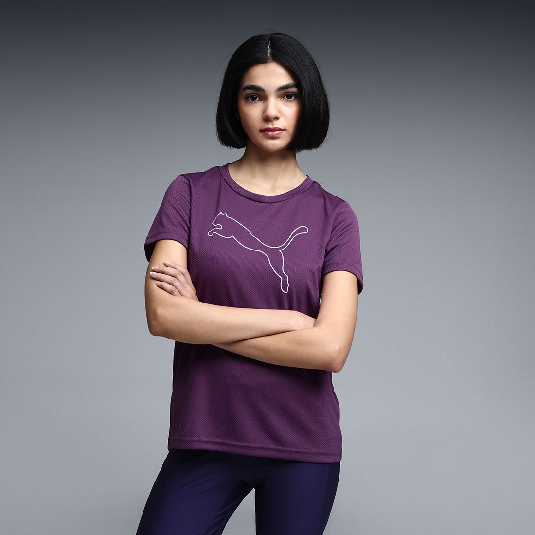 puma Women Printed Crew Neck Polyester Purple T-Shirt-picture-15