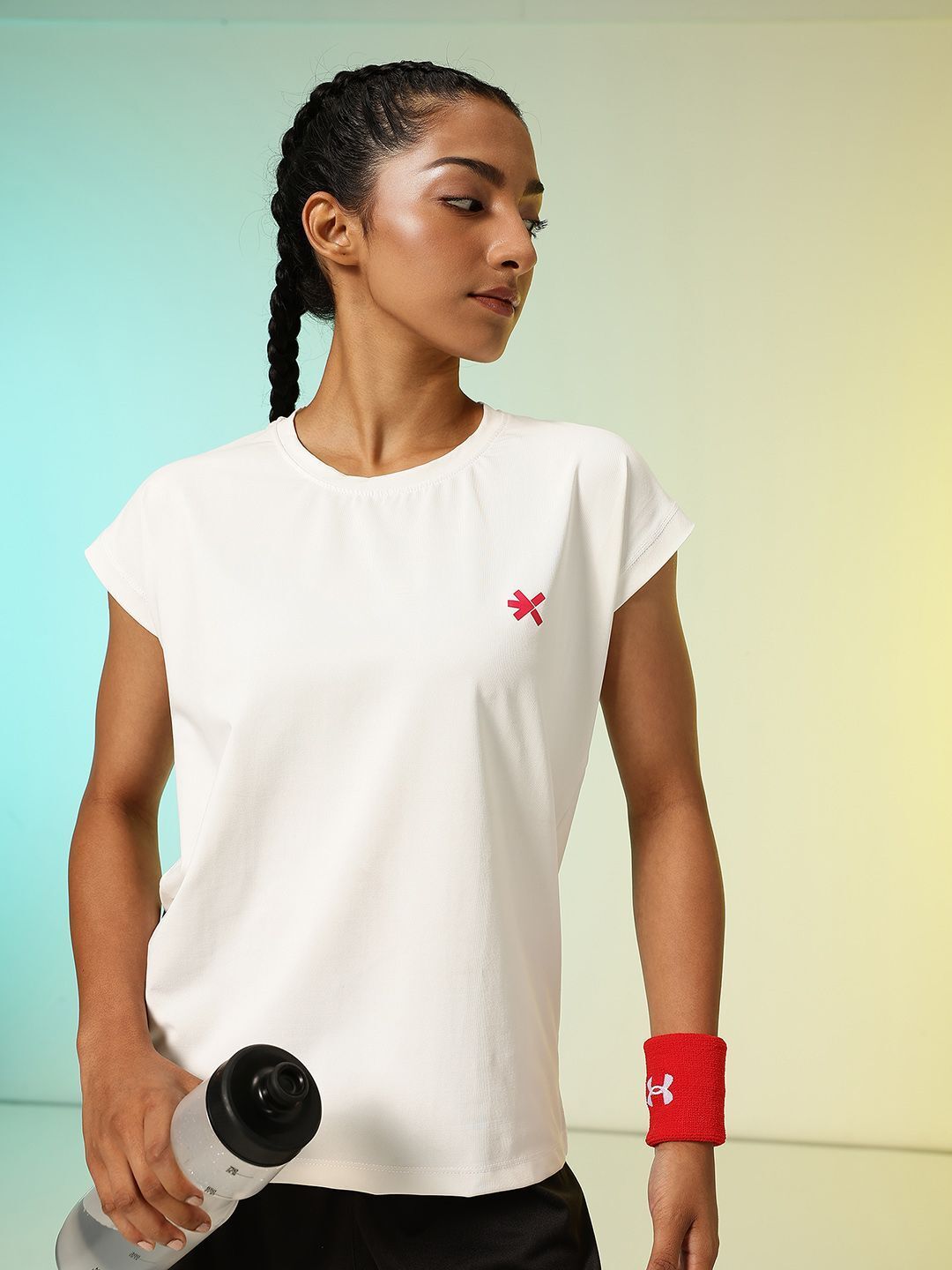 Women Solid Round Neck Polyester White T-Shirt-image-30