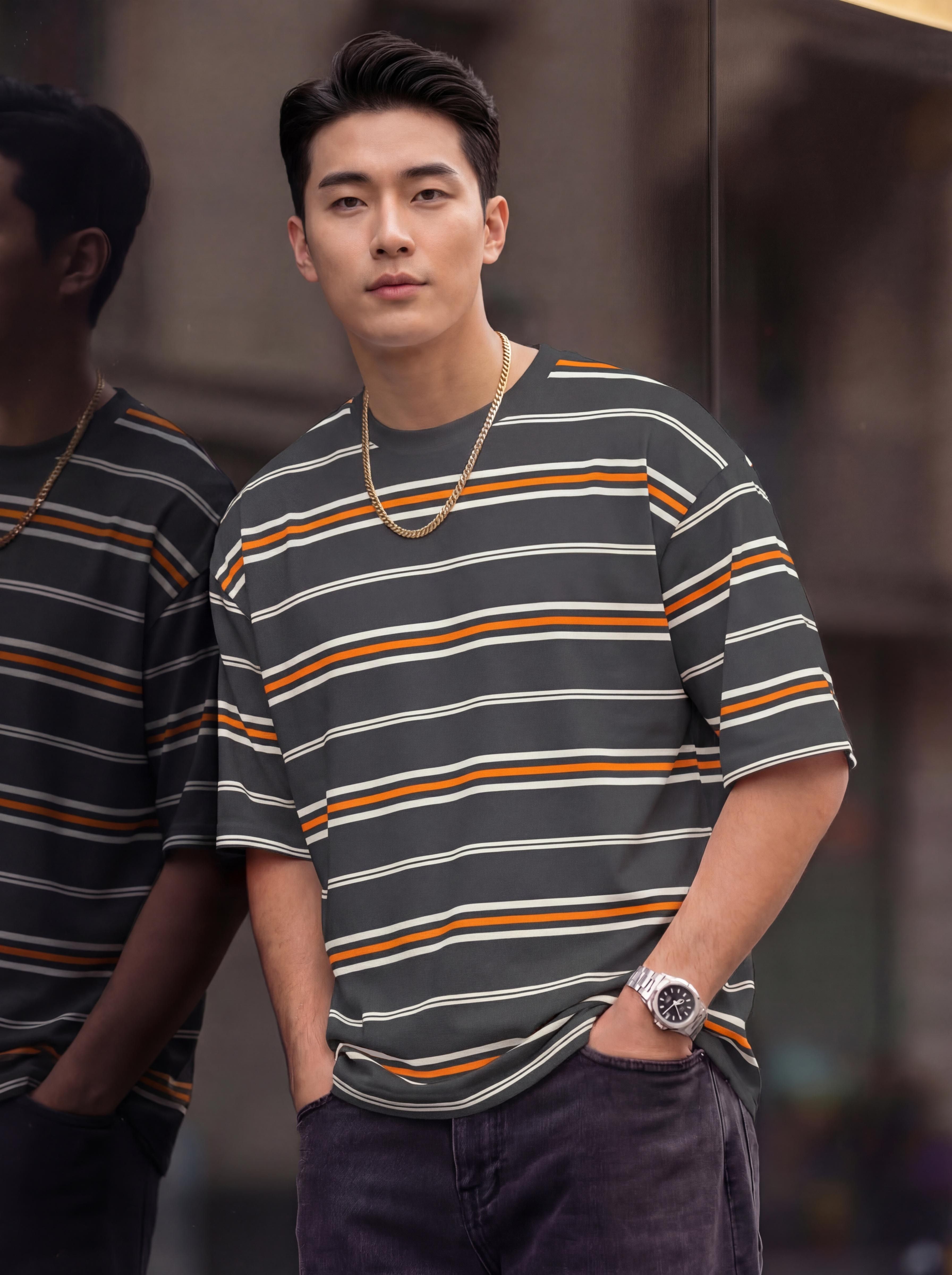 being wanted Men Striped Crew Neck Pure Cotton Multicolor T-Shirt-picture-22