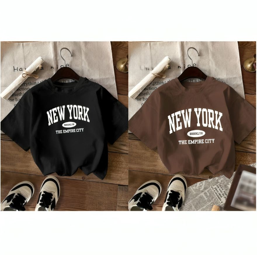 watto Pack of 2 Women Typography Round Neck Pure Cotton Black, Brown T-Shirt-picture-15