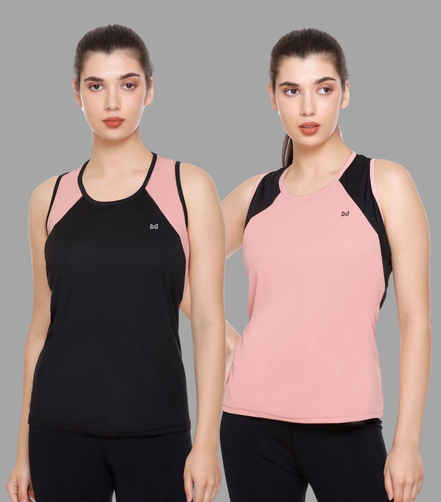 white moon Pack of 2 Women Colorblock Round Neck Polyester Multicolor T-Shirt-picture-24