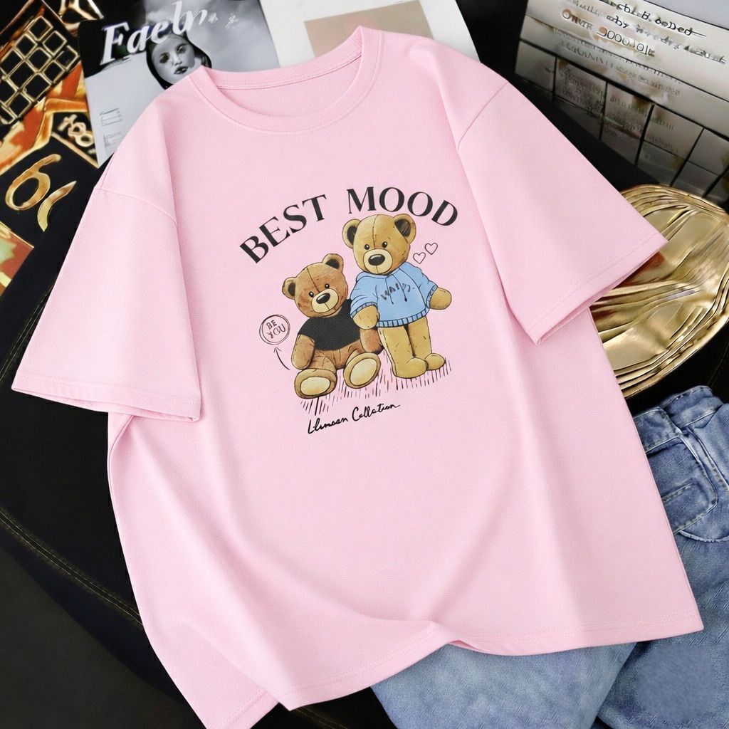 lcyflame Women Graphic Print Round Neck Cotton Blend Beige T-Shirt-picture-32