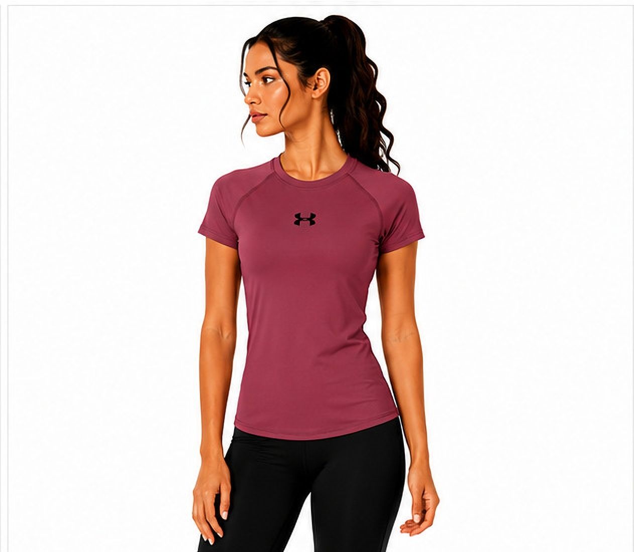 Women Solid Round Neck Nylon Orange T-Shirt-image-18