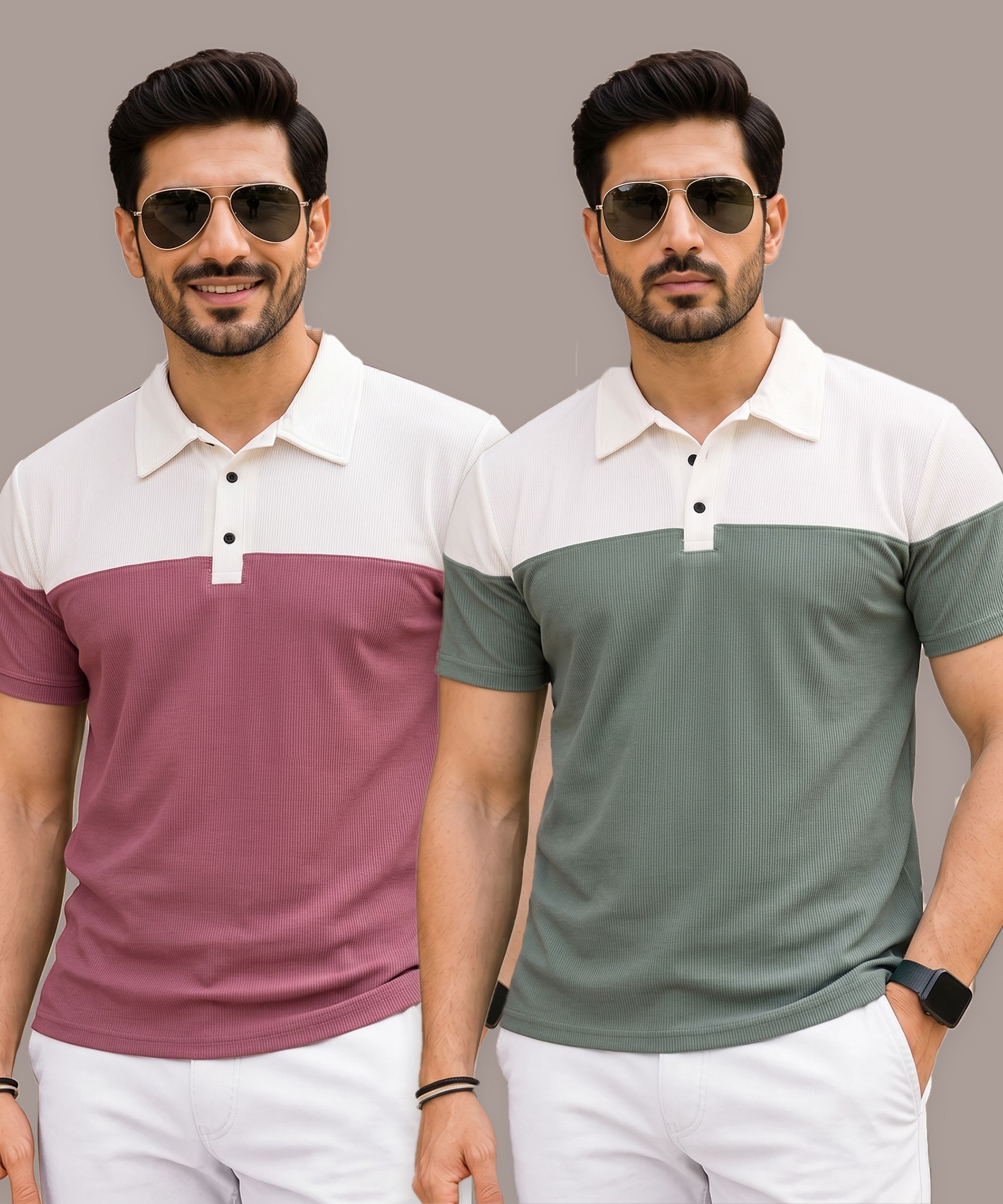christy world Pack of 2 Men Solid Polo Neck Polycotton Multicolor T-Shirt-picture-14
