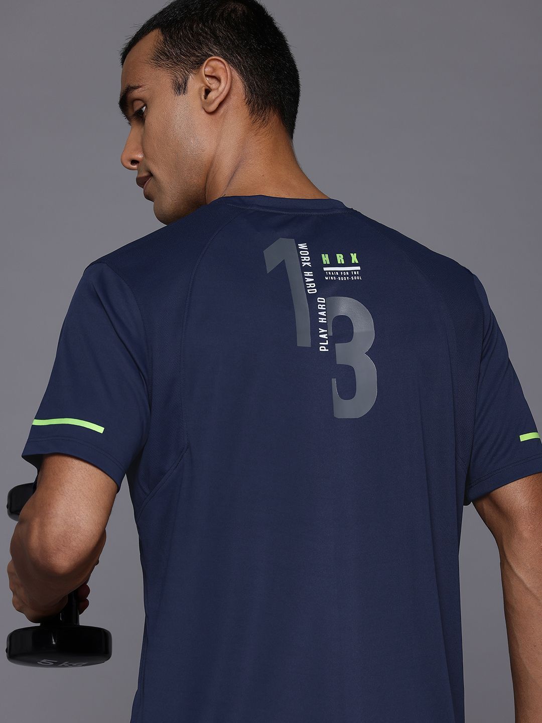 hrx by hrithik roshan Men Printed Round Neck Polyester Blue T-Shirt-picture-26