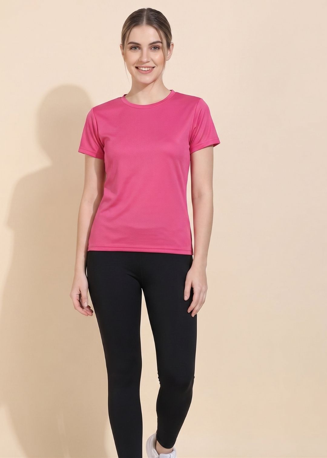 barbora Women Solid Round Neck Polyester Pink T-Shirt-picture-17