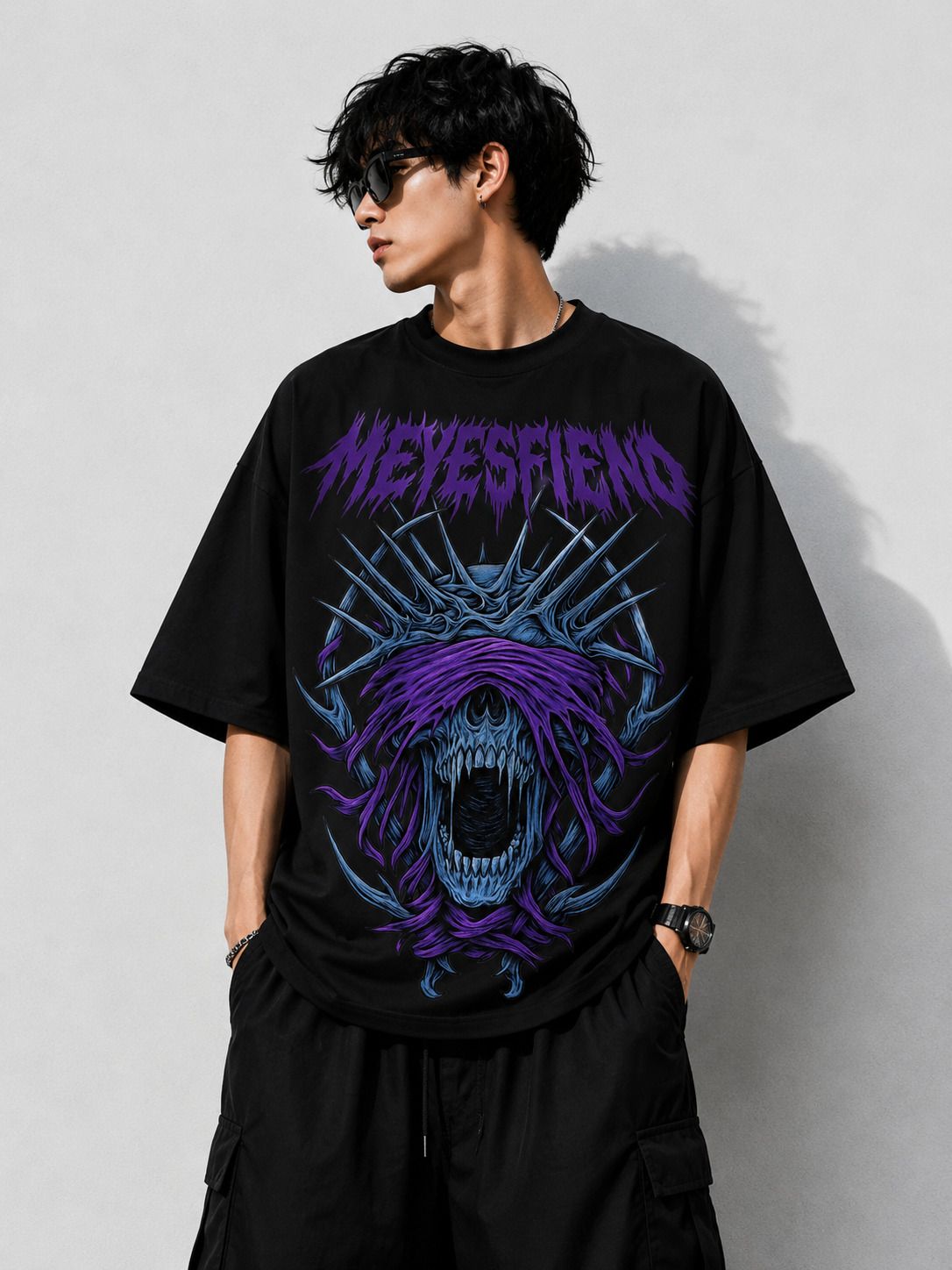 Men Graphic Print Round Neck Pure Cotton Black T-Shirt-image-27