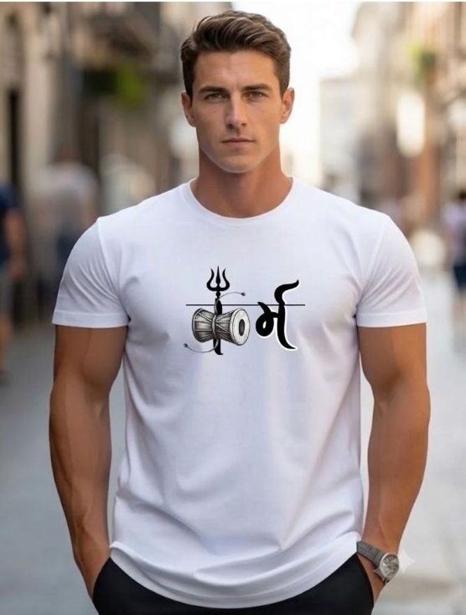 Men Graphic Print Round Neck Cotton Blend White T-Shirt-image-39