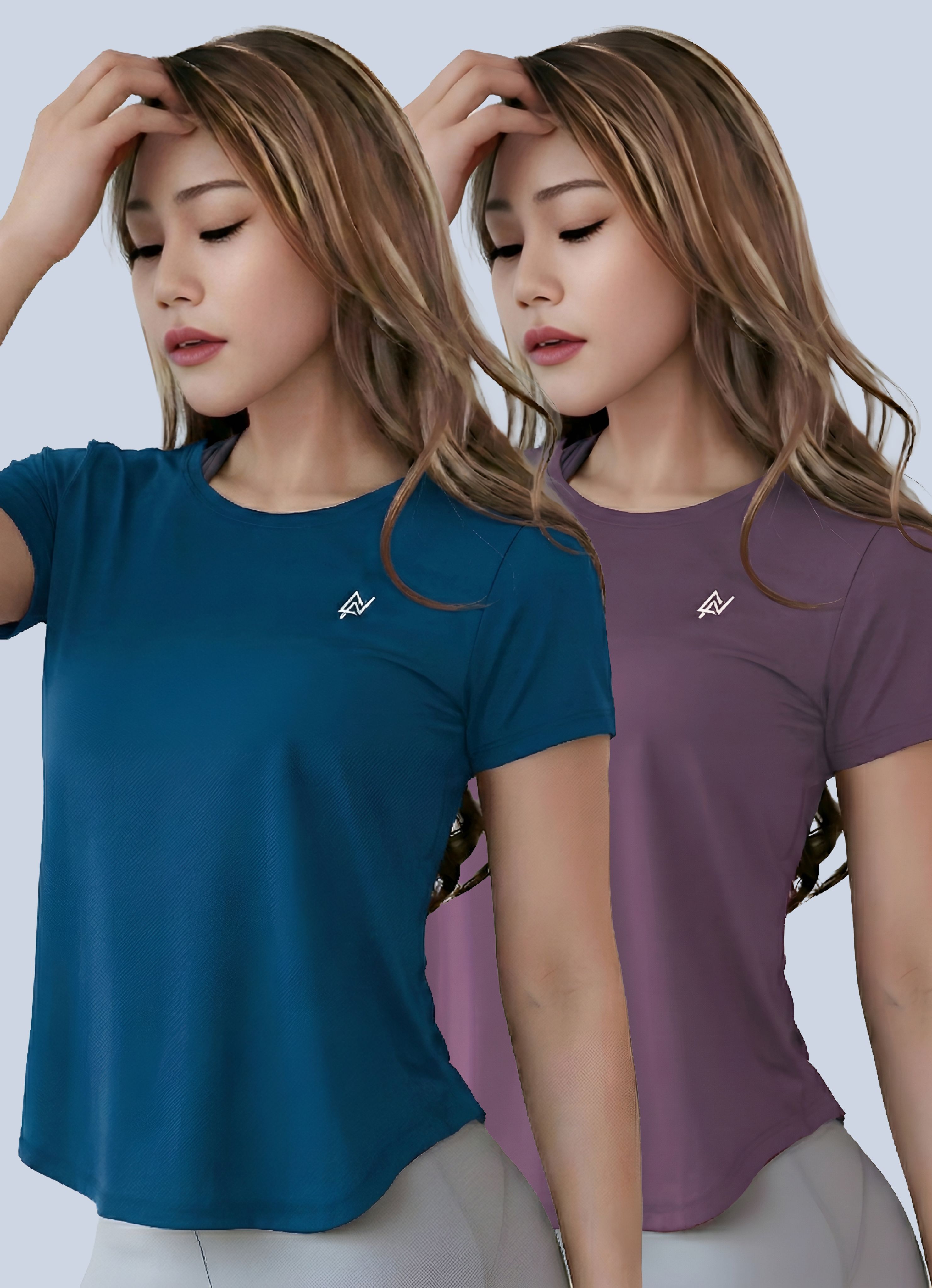 nexsus apparels Pack of 2 Women Printed Round Neck Polyester Blue, Purple T-Shirt-picture-12