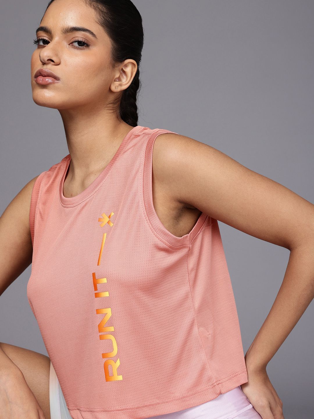 hrx by hrithik roshan Women Printed Round Neck Polyester Red T-Shirt-picture-13