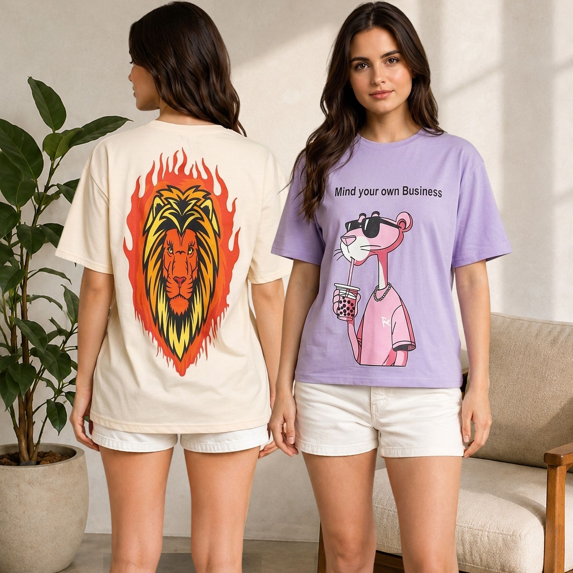 metronaut Pack of 2 Printed Women Round Neck Cotton Blend Multicolor T-Shirt-picture-37