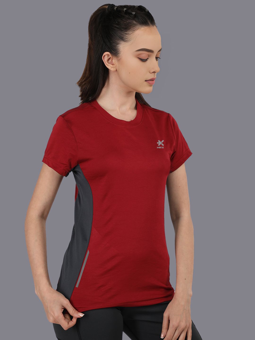 Women Solid Round Neck Polyester Maroon T-Shirt-image-30
