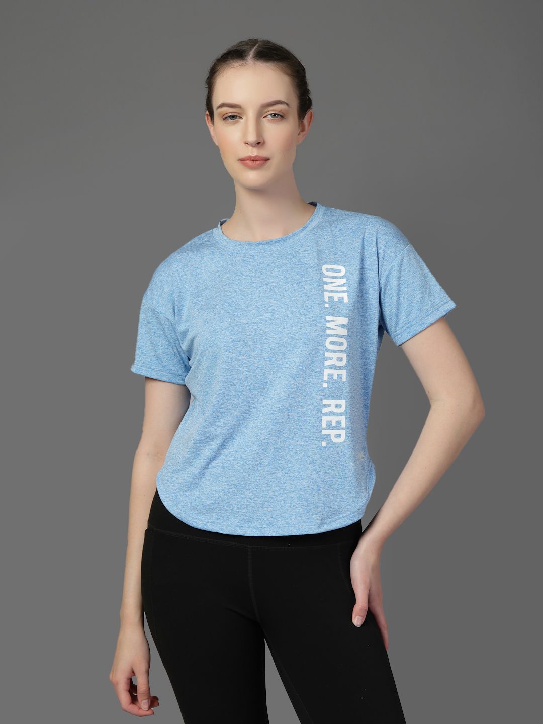 Women Printed Round Neck Polyester Blue T-Shirt-image-48