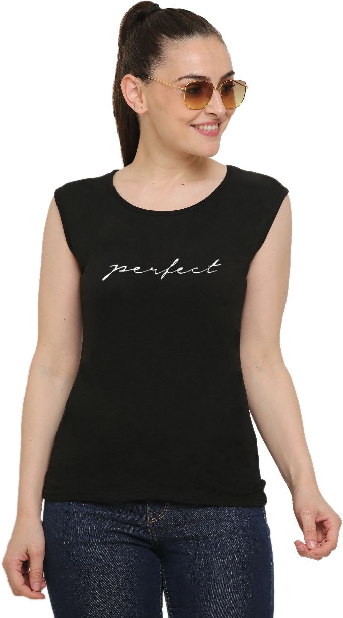 ddaspration Women Solid Round Neck Cotton Blend Black T-Shirt-picture-13