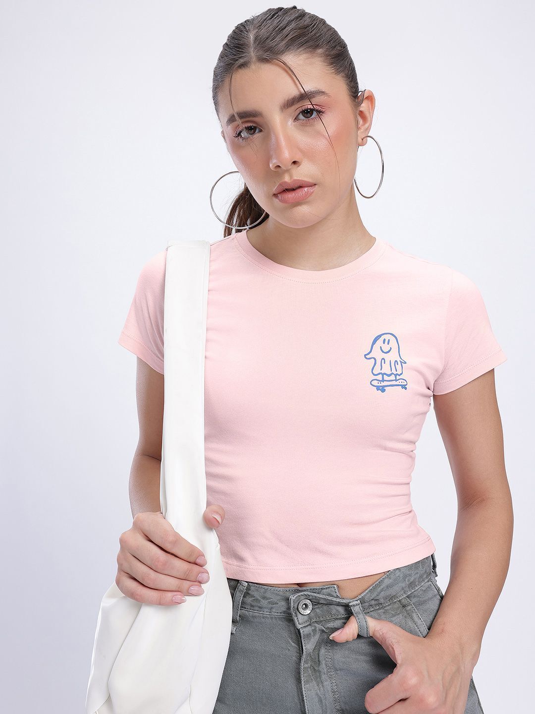 glitchez Women Solid Round Neck Pure Cotton Pink T-Shirt-picture-13