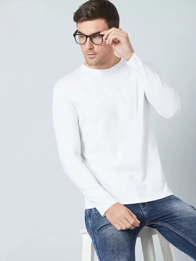 kaspy Men Solid Round Neck Polyester White T-Shirt-picture-15