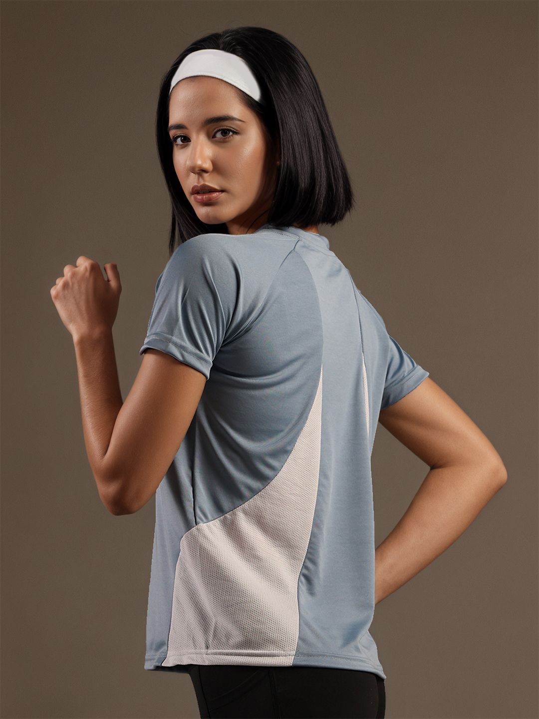 chkokko Women Solid Crew Neck Polyester Blue T-Shirt-picture-20