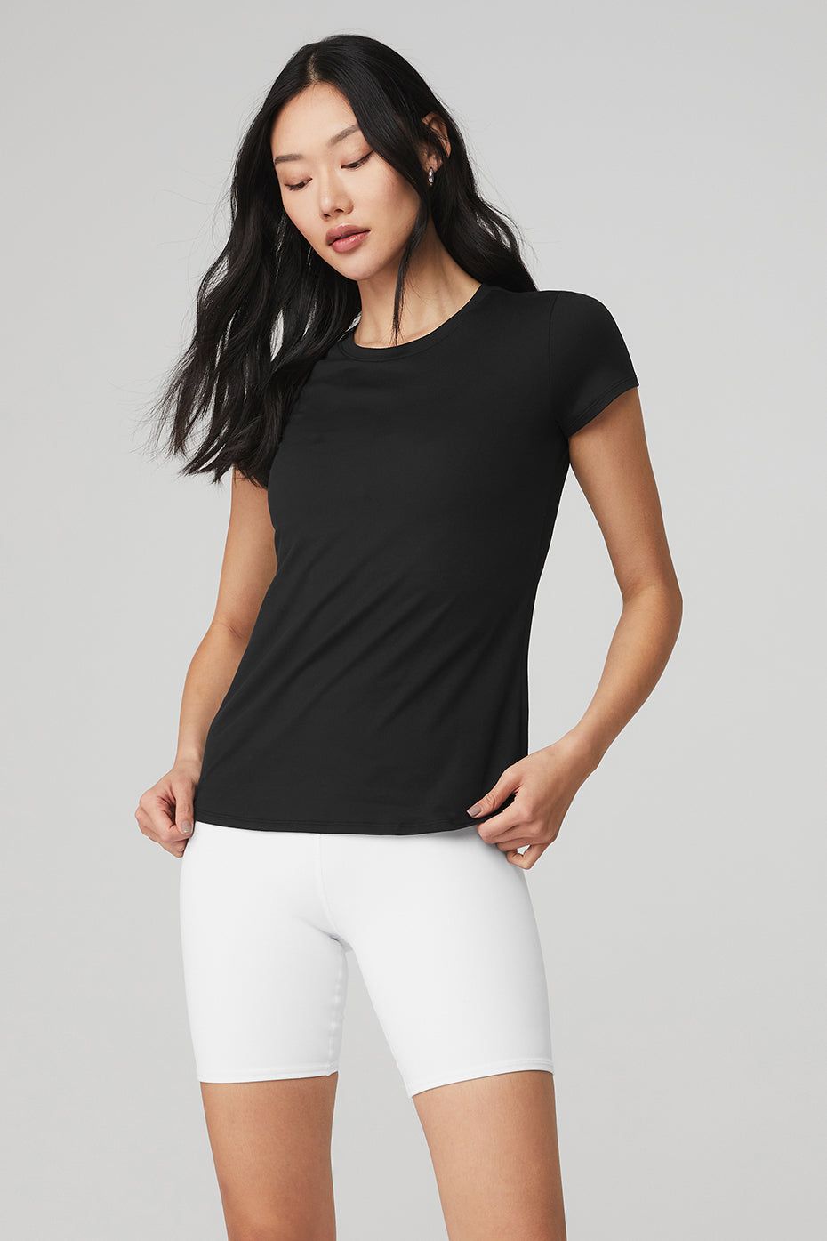 ap'pulse Women Solid Round Neck Pure Cotton Black T-Shirt-picture-3