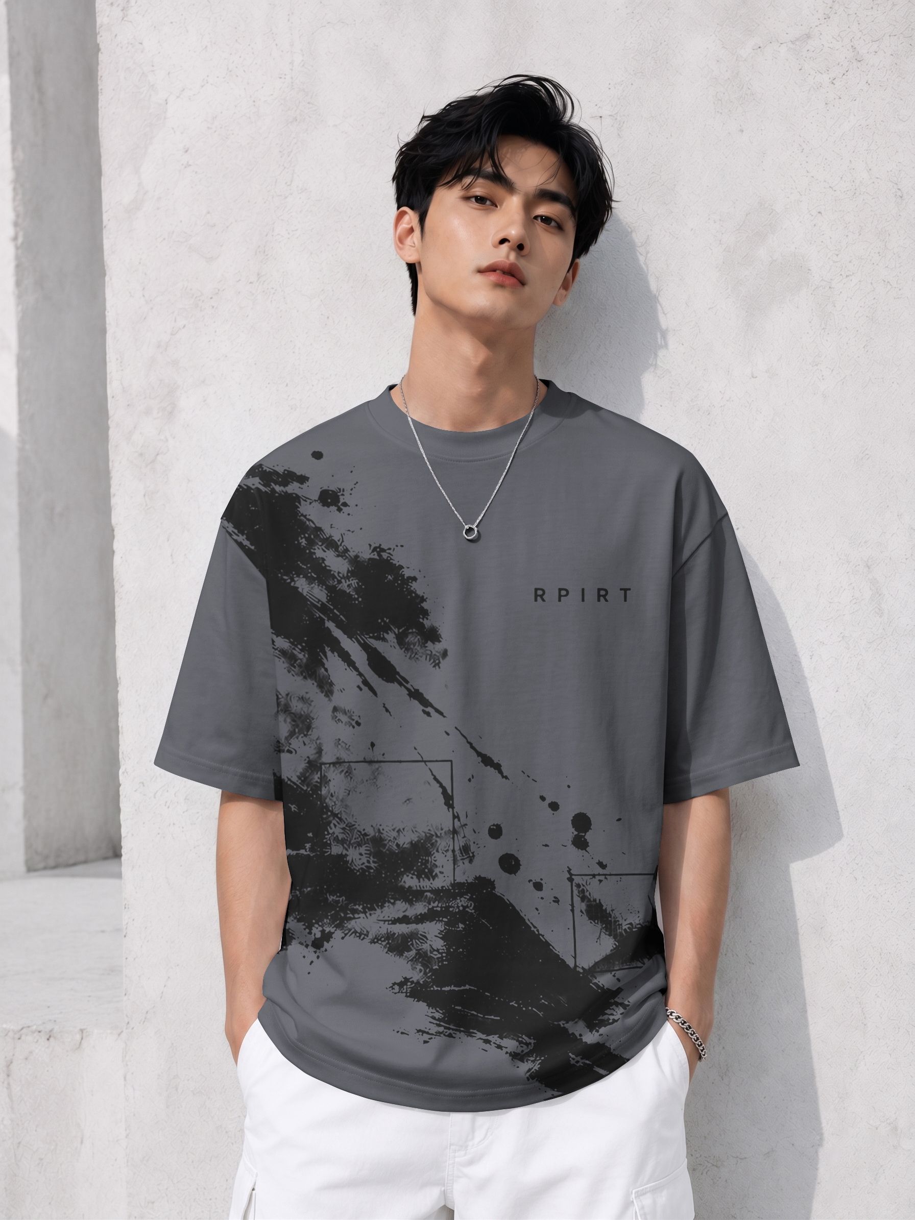 Men Printed Round Neck Cotton Blend Grey T-Shirt-image-41